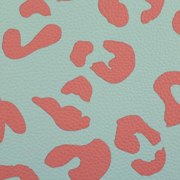 50x70 cm Zuschnitt Kunstleder Happy Leo mint/koralle by Cherry Picking von Swafing